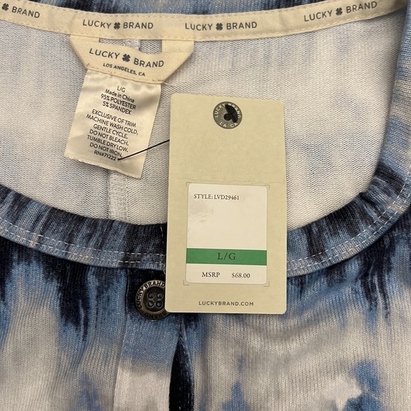 Lucky Brand Tie Dye Long Johns Pajamas Size Large NEW NWT - Picture 6 of 11